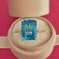 thumbnail image 3 of Swiss Blue Topaz Emerald Cut Cocktail Ring, 925 Silver Handmade Gemstone Ring, Women Gifted Topaz Anniversary Ring,, 3 of 4