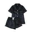 thumbnail image 3 of GZWYHT Ensembles de Détente pour Femmes Ensembles de Pyjama pour Femmes Ensembles de Pyjamas en Satin pour Femmes Ensemble à Manches Courtes avec Boutons Ensemble de Shorts Ensemble de Vêtements de Détente Ensemble Confortable pour Femmes Vêtements Noir TTG, 3 of 4