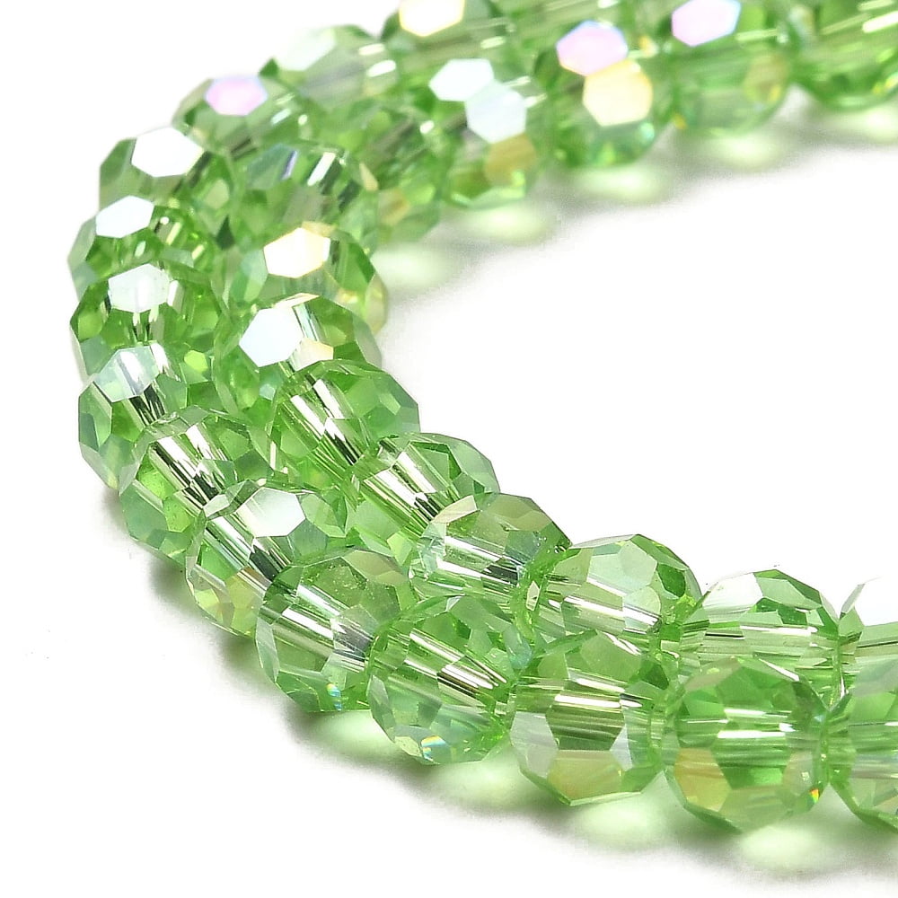 Transparent Glass Beads 32 Facets AB Color Plated Round Light Green 6x5.5mm Hole: 1.2mm 91pcs/strand 19.29''(49cm)