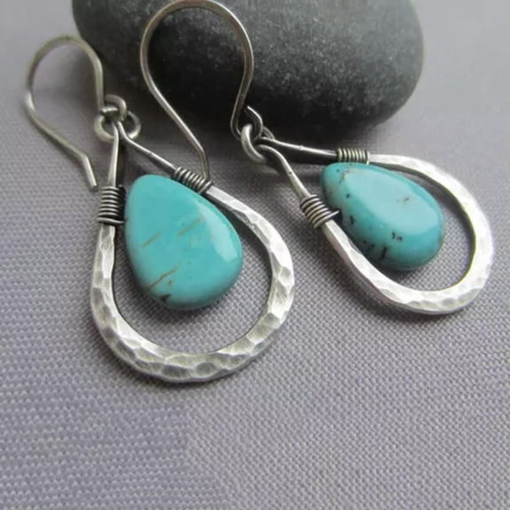 MATROOY Bohemian Turquoise Water Dangle Drop Earrings for Women Daily Jewelry Gift-1#