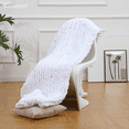 Comtest Chunky Knit Throw Blanket Chenille, White, 40"x40"(Single Sofa)