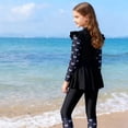 thumbnail image 7 of Toddler Girl Swimsuit Girl's Long Sleeve Two Piece Rash Guard Athletic Swim Dress with Skirt Girls' Swimwear Black 12-13 Years, 7 of 7