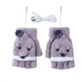 thumbnail image 2 of Idoravan Heated Gloves for Men Women Rechargeable ,USB Winter Women Fashion Cute Cold Warm Heating Windproof Half Bare Finger Knit Gloves Purple, 2 of 9