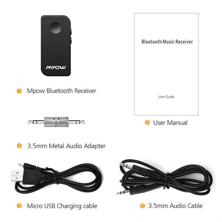 Mpow Bluetooth Receiver, Protable Bluetooth 5.0 Car Adapter & Bluetooth Car  Aux Adapter, for Music Streaming Sound System Hands-free Audio Adapter