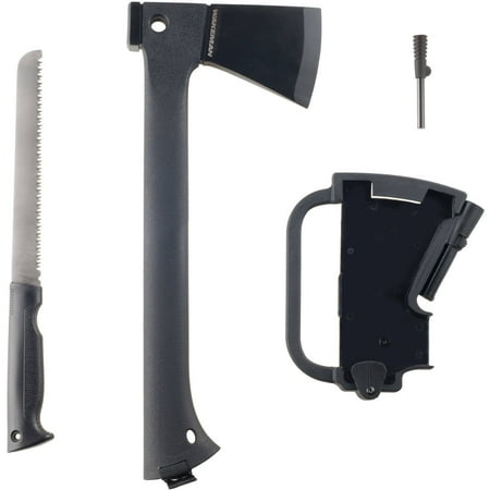 - Camping Hand Axe and Accessories Combo - Lightweight Hatchet with Nested Serrated Wood Saw and Magnesium Fire Starter Tool by Wakeman Outdoors
