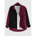 thumbnail image 1 of Zaful Classic Plaid Shirt for Men Plaid Spliced Pattern Long Sleeve Shirt Red XL, 1 of 4