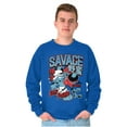 thumbnail image 4 of The Smurfs Kanji Keep Pushin Savage Men's Crewneck Sweatshirt Brisco Brands X, 4 of 6