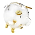 thumbnail image 4 of jifeng Clear Glass Pig Piggy Bank Money Bank Container Case Collection Money Saving Box Gold 9x8cm, 4 of 9