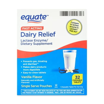 Equate Fast Acting Dairy  Vanilla Flavor Lactase Enzyme/Dietary Supplement, 32 count