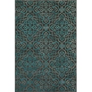 Demera Lustrous Viscose Rug, Geometric Floral, Dark Gray/Blue, 7ft-6in x 10ft-6in