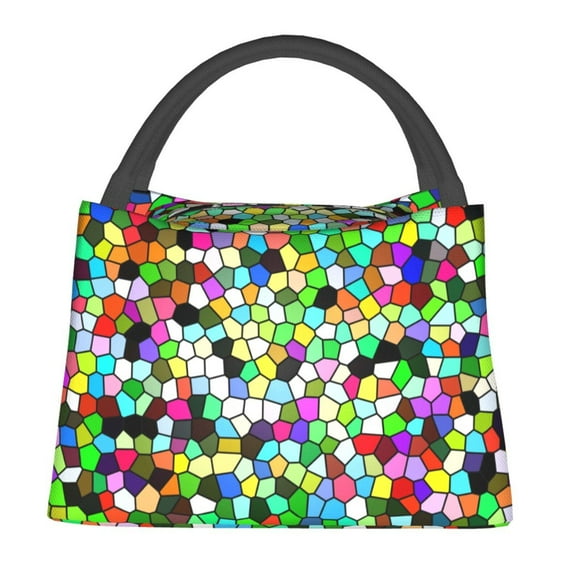 Fotbe Colorful Tie Dye Stained Glass Bolsa Térmica Portátil con Estampado, Bolsa de Entrega de Alimentos Aislada, Bolsa Reutilizable de Gran Capacidad para Comidas y Supermercado