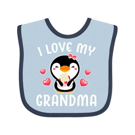 

Inktastic I Love My Grandma with Cute Penguin and Hearts Gift Baby Girl Bib