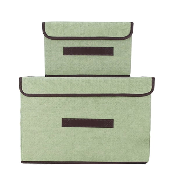 Caja de almacenamiento plegable de 2 piezas, no tejida, rectangular, tela, cesta de ropa, contenedor de juguetes con tapa Methold HA8413-06B