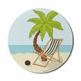 thumbnail image 1 of Beach Mouse Pad for Computers, Cartoon Style Drawing Palm Tree Coconut and Sunbed on Sand Summer Season Pattern, Round Non-Slip Thick Rubber Modern Gaming Mousepad, 8" Round, Multicolor, by Ambesonne, 1 of 2