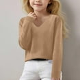 thumbnail image 2 of Girls Sweaters V Neck Knit Pullover Long Sleeve Soft Warm Cozy Casual Autumn Winter Tops for Kids 6-15 Years, 2 of 6