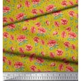 thumbnail image 2 of Soimoi Cotton Voile Fabric Stripe,Leaves & Peony Floral Printed Fabric 1 Yard 42 Inch Wide, 2 of 3