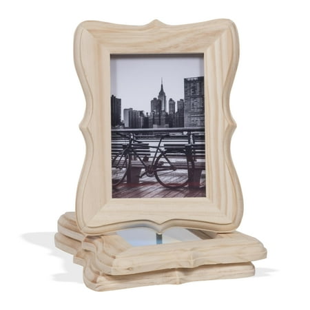 Antique Victorian Frame Wallniture Set of 3 4x6 Victorian Design Picture Frames Unfinished Wood Natural Color for DIY and Arts and Crafts ()