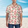 thumbnail image 2 of Xecao Strawberry And Flowers print Hawaiian shirt - a stylish short-sleeve button-down for men, perfect for casual beach and tropical outings., 2 of 9