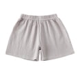 thumbnail image 2 of Toddler Boys Girls Cotton Linen Shorts Kids Summer Loose Solid Elastic Waist Shorts Gray 0-1Y, 2 of 3