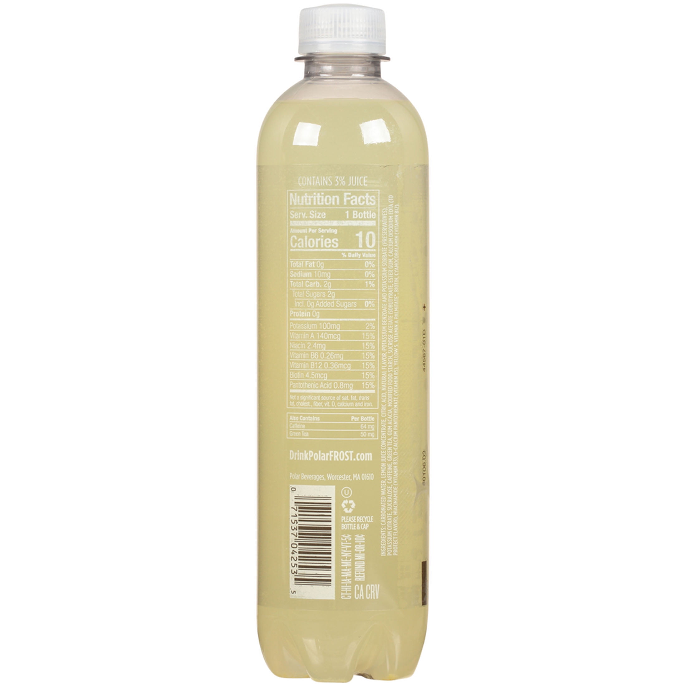 Polar Beverages Sparkling Fizzy Frost Water, Lemonade, Liquids,17 oz