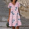 thumbnail image 3 of Vestido con escote en V, XS-5XL, manga corta, para mujer, hasta la rodilla, vestido de fiesta de verano para mujer, minivestidos sexys con estampado de Mickey Mouse de Disney, 3 of 5