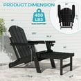 thumbnail image 4 of FODINGHILL Outdoor Folding Adirondack Chair with ottoman with ottoman set of 2, HDPE All Weather Patio Chair with Cup Holder for Deck Backyard Garden, Black, 4 of 10