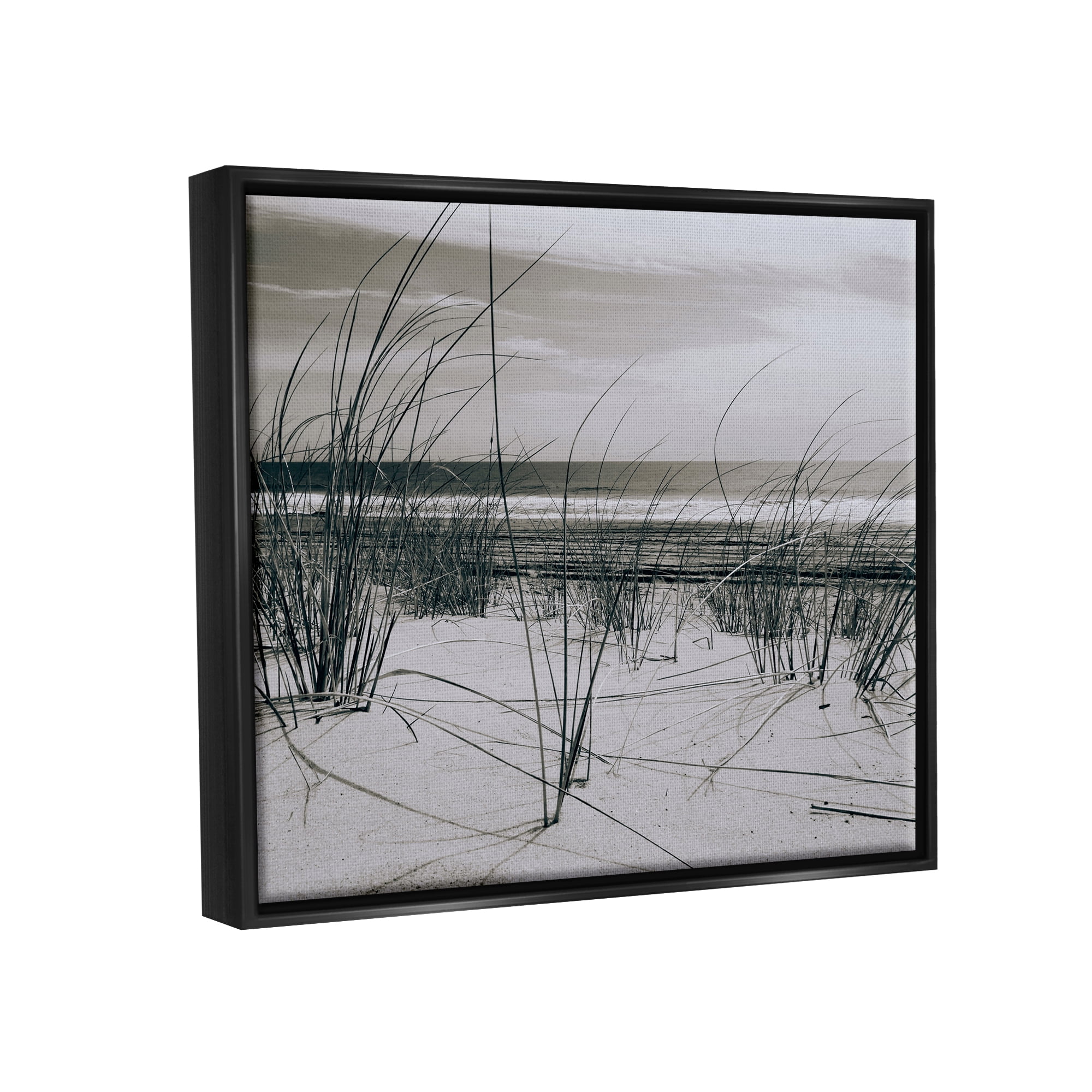 Stupell Industries Ocean Dunes Photography Landscape Photography Black Floater Framed Canvas Art Print Wall Art, 21 x 17