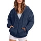 thumbnail image 2 of Puntoco Moda Mujer Cremallera V-Cuello Jersey Tops Manga Larga Con Capucha Blusa Sudadera Puntoco Puntoco-3851, 2 of 5