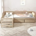 thumbnail image 5 of Duxelifin L-Shaped Platform Bed Frame, Twin Size with Three Drawers and Guardrail, Natural, 5 of 10