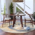 thumbnail image 4 of Retro Ocean Shell Round Living Room Rugs 8 ft, Summer Beach Wave Washable Large Area Rug with Non-Slip Sturdy Edge Binding Round Carpet for Dining Room Kitchen Office, 4 of 9