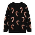 thumbnail image 4 of Women's Christmas Sweater Funny Merry Xmas Candy Cane Print Long Sleeve Knit Tops 2025 Holiday Casual Crewneck Pullover Shirts, 4 of 4