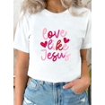 thumbnail image 1 of Retro Love Like Jesus Coquette, Coquette Heart Bow Fashionable Women'S Casual T-Shirt - Round Neck Short Sleeve Printed T-Shirt - Comfortable, Breathable, Versatile - Suitable for Outdoor Sports, Tra, 1 of 6