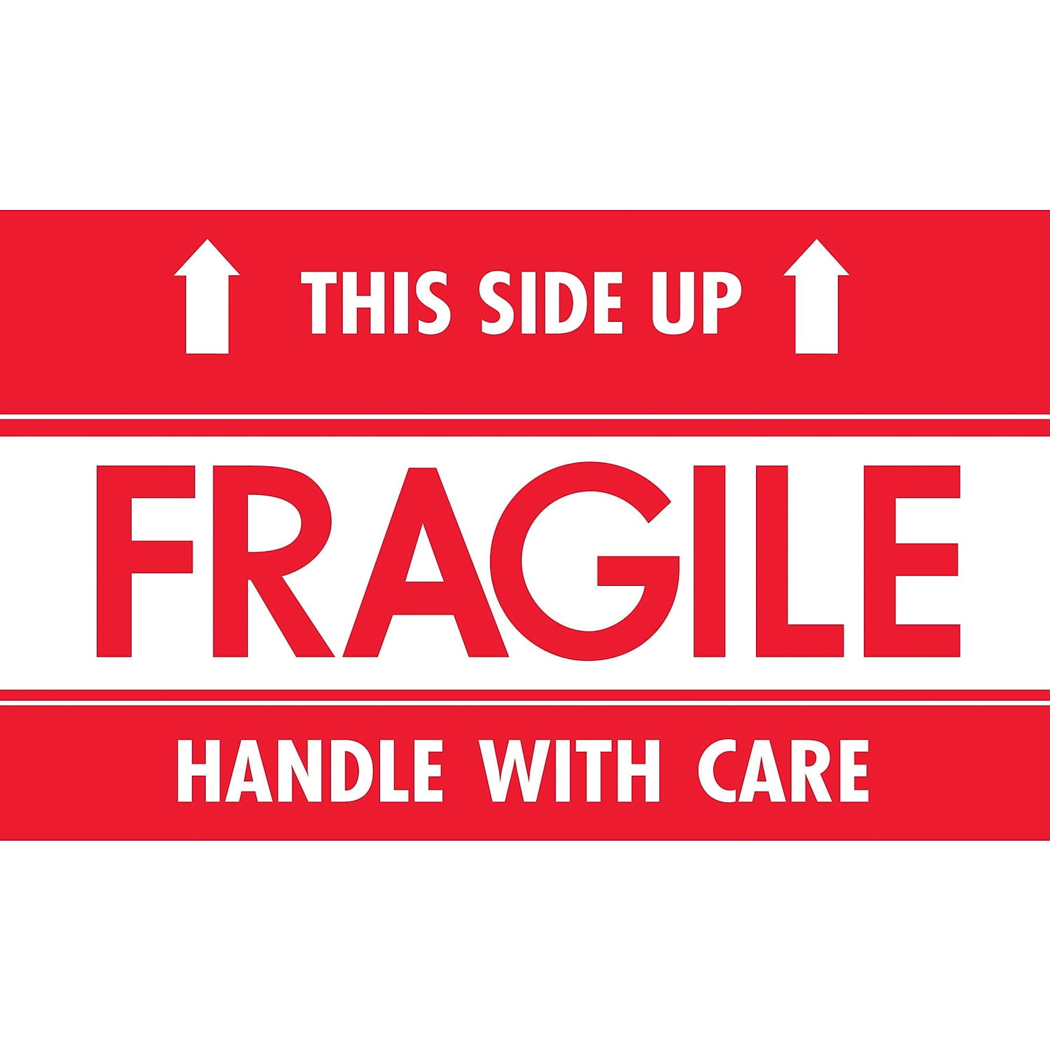 Tape Logic Labels 'Fragile - This Side Up - HWC' 3' x 5' Red/White 500/Roll SCL521
