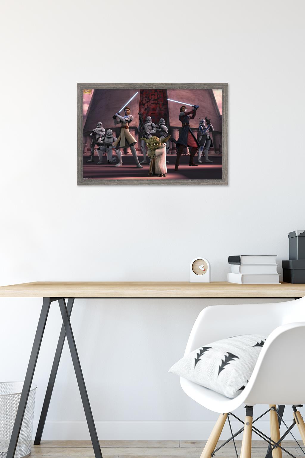 Star Wars: The Clone Wars - Group Wall Poster, 14.725" x 22.375", Framed