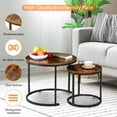 thumbnail image 2 of ZENY Set of 2 Round Coffee Table Home Office Balcony with Metal Frame, Rustic Brown, 2 of 9