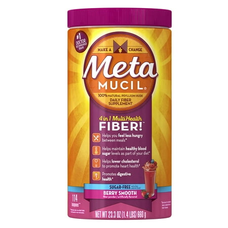 Metamucil Psyllium Fiber Supplement by Meta, #1 Doctor Recommended Fiber brand available in Sugar and Sugar-free powder mix, 23.3 oz.