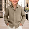 thumbnail image 2 of Ruyang Black Dress Shirt for Boys Button Up Shirts Kids Long Sleeve School Formal Tops Lapel Plain Tee, 2 of 4
