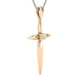 thumbnail image 3 of Dazzlingrock Collection Round Lab Grown White Diamond Solitaire Accent Cross Pendant with 18 inch Silver Chain for Women (0.11 ctw, Color H-I, Clarity SI2) in 14K Rose Gold, 3 of 5