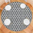 thumbnail image 2 of Gray Geometric Quatrefoil Pattern Round Fitted Tablecloth with Elastic Edge,Dining Table Cover Waterproof,Outdoor Round Tablecloth for Camping,Dining,Indoor and Outdoor, 2 of 7