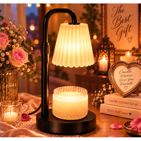 Hausdemo Candle Warmer Lamp, Timer, Dimmable, Adjustable Height, for Scented Jar Candles, Birthday Gifts for Women Mom, Home Decor, Metal Corn with Bulbs