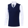 thumbnail image 4 of FINALGANG Men's Sweater Vest Fall Winter Solid Color Relaxed Fit Vest Sleeveless V Neck Jumpser For Cold Weather Casual Daily Wear Stylish Knitwear, 4 of 4