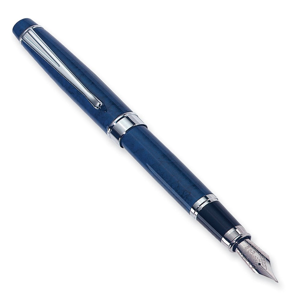 Charles Hubert Blue Marbleized Finish with Chrome Accents Fountain Pen Q-GL3230