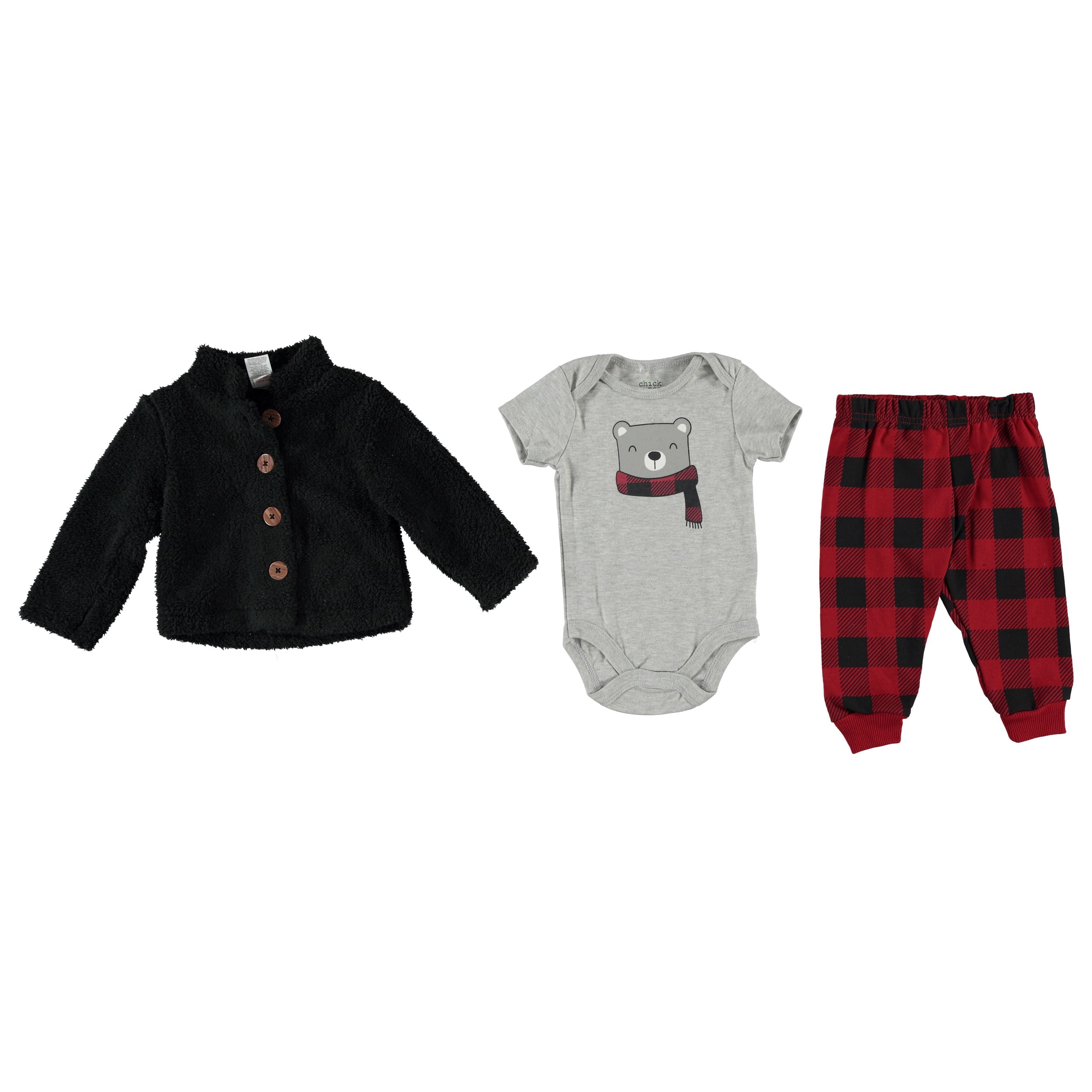 Chick Pea Baby Baby Boy Jacket Set Holiday Clothing for Newborn and Toddler Sherpa Snow Animals Holiday Plad 18M