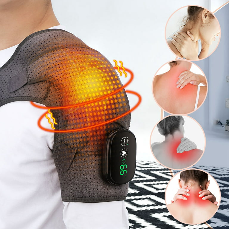 Snailax Heated Neck and Shoulder Massager, Electric Heating Pad for Back  Pain Relief, Heat Wrap with Adjustable Levels & Vibration Massage, Gifts