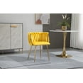 thumbnail image 6 of Tzicr Velvet Dining Chairs Set of 6, Modern Woven Upholstered Dining Chairs with Gold Metal Legs,Luxury Tufted Dining Chairs for Living Room, Bedroom, Kitchen (YELLOW), 6 of 6