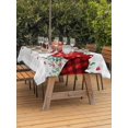 thumbnail image 2 of Outdoor Tablecloth with Umbrella Hole and Zipper, Valentine's Day Rectangle Table Cloth 60x84 Inch Waterproof Tablecloth, Red Strip Plaid Love Eucalyptus Grey Check Picnic Table Cover for Patio, 2 of 7