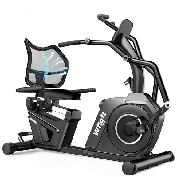 LNOW Recumbent Exercise Bike for Home,Light Commercial High-end Recumbent Bike with Arm Exerciser,Bluetooth App,Heart Rate, Low-Impact Cardio & Physical Therapy