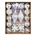 thumbnail image 2 of Qocolhg 36 Pcs Christmas Tree Ornaments Set, White and Silver Shatterproof Christmas Tree Decorations Bulk, Luxury Hanging Ball Ornaments for Xmas Trees Holiday Decor, Christmas Ornaments Clearance, 2 of 3