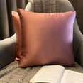 thumbnail image 2 of The HomeCentric Decorative Lumbar Pillow Cover Pink Pack Of 2, 12"x24" (30x60 cm) Satin Solid Oblong Pillow Cover, Modern Cushion Cover Style - Dusty Pink Slub Satin, 2 of 14