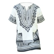 White and Black Traditional African Dashiki Shirt